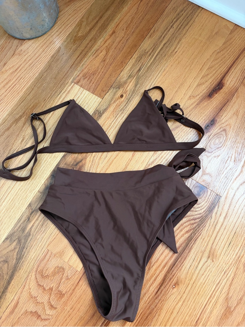 Aurelle Women's Brown High-Waist Bikini Set